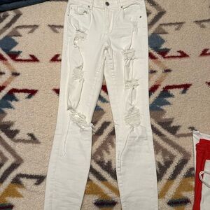 Garage White Distressed Women Jeggings